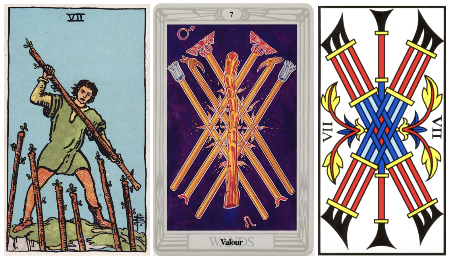 The Seven of Wands (Tarot Triptych) - Tetragrammaton The Seven of Wands (Tarot Triptych) - Tetragrammaton